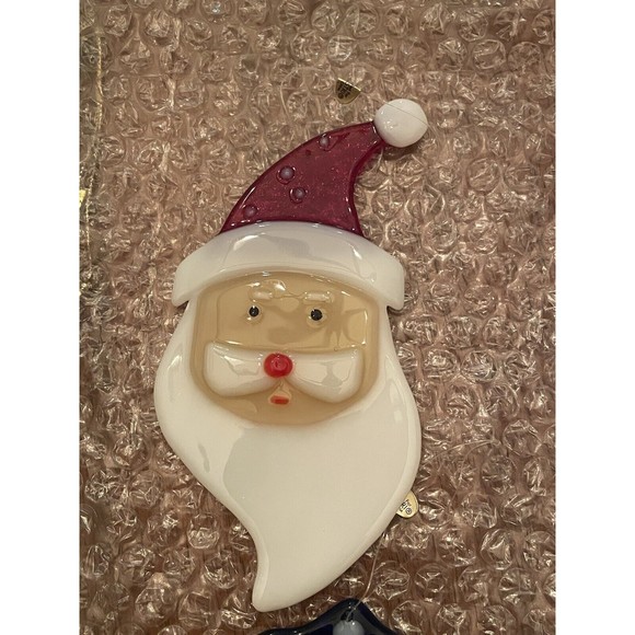 RSVD - Lot of 4 Vintage Silvestri Fused Glass Ornaments Santa/ Snowman/ Gifts C… - Picture 8 of 9